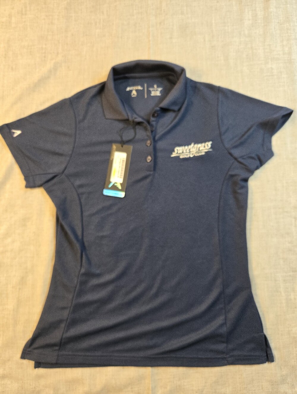 NWT Sweetgrass Golf Club Polo Womens Small Navy Blue Golf Polo Shirt Antigua